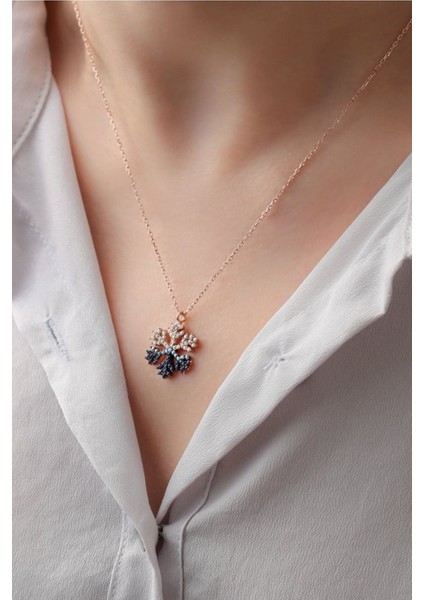 925 Ayar Akışlı Kar Tanesi Rose Gümüş Kolye fiyatları