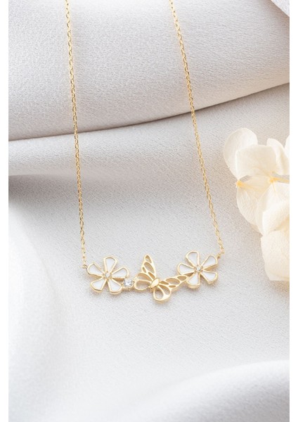 925 Ayar Gümüş Kelebekli Çiçek Kolye fiyatları