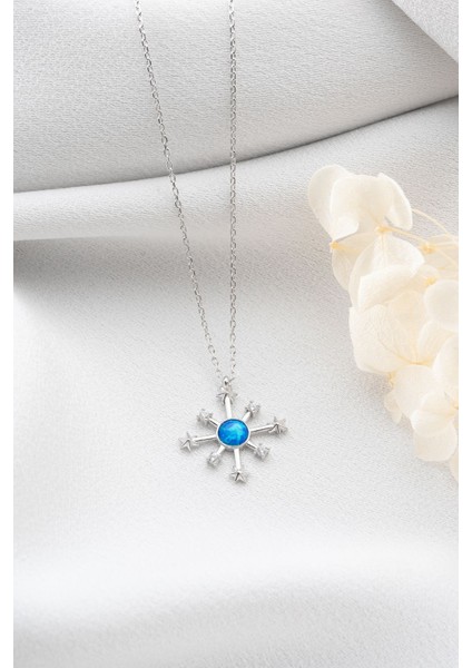 925 Ayar Gümüş Opal Taşlı Kutup Yıldızı Kolye modelleri