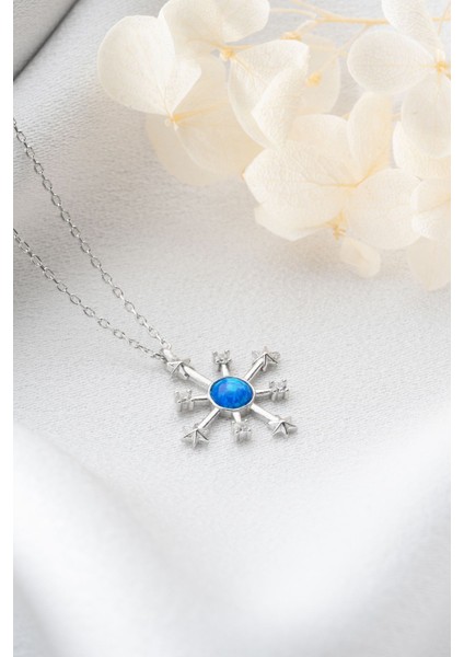 925 Ayar Gümüş Opal Taşlı Kutup Yıldızı Kolye fırsatları