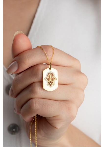 925 Ayar Gümüş Gold Fatma Ana Eli Kolye fiyatları