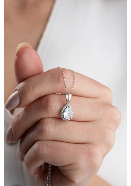 925 Ayar Gümüş Damla Model Kolye fiyatları