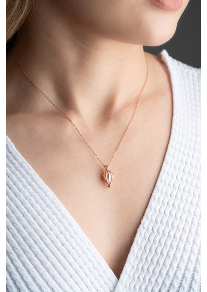 925 Ayar Gümüş Incili Balon Kolye