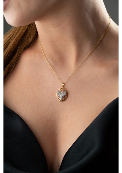 925 Ayar Gümüş Petekli Arı Kolye