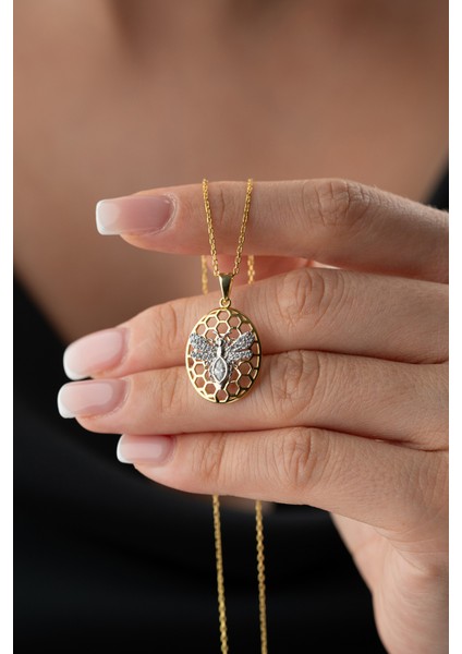 925 Ayar Gümüş Petekli Arı Kolye modelleri