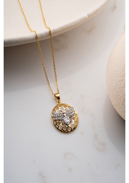 925 Ayar Gümüş Petekli Arı Kolye fırsatları