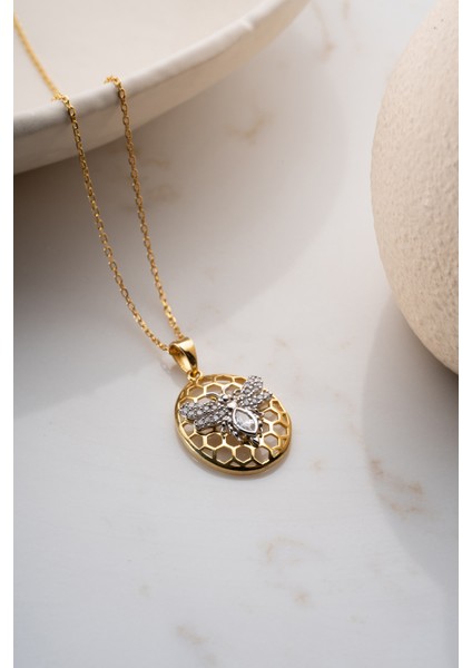 925 Ayar Gümüş Petekli Arı Kolye indirimleri