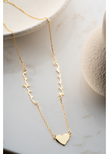 925 Ayar Gümüş Kişiye Özel Kalpli Çift Isimli Kolye fırsatları