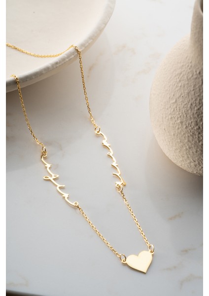 925 Ayar Gümüş Kişiye Özel Kalpli Çift Isimli Kolye indirimleri