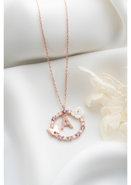 925 Ayar Gümüş Rose Harfli Kelebek Kolye modelleri