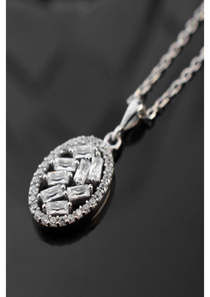 925 Ayar Gümüş Baget Taşlı Kolye modelleri