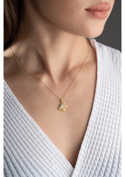 925 Ayar Gümüş Yıldızlı Kolye