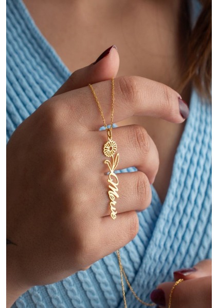 925 Ayar Gümüş Ocak Ayı Doğum Çiçeği Kardelen Isimli Kolye