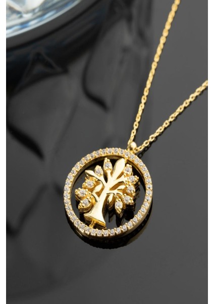 925 Ayar Gümüş Çift Taraflı Hayat Ağacı Dönence Kolye