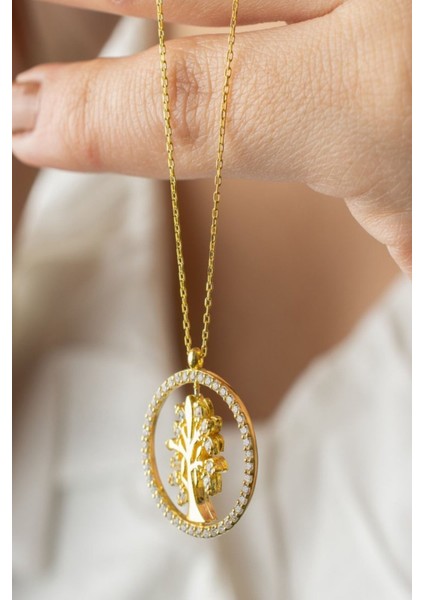 925 Ayar Gümüş Çift Taraflı Hayat Ağacı Dönence Kolye fiyatları