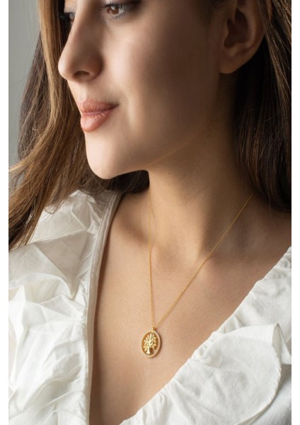 925 Ayar Gümüş Çift Taraflı Hayat Ağacı Dönence Kolye modelleri