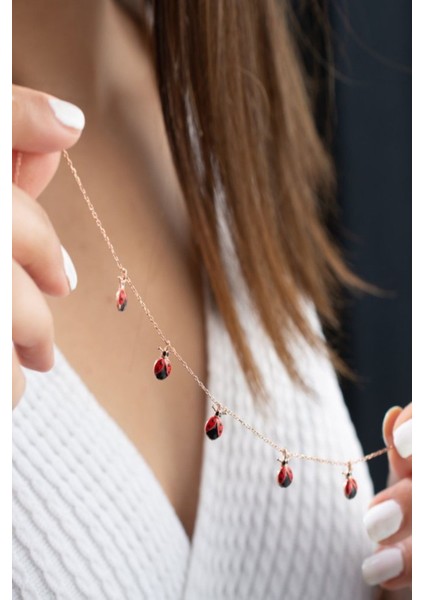 925 Ayar Rose Uğur Böcekli Şans Gümüş Kolye fiyatları