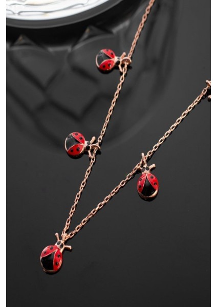 925 Ayar Rose Uğur Böcekli Şans Gümüş Kolye fırsatları