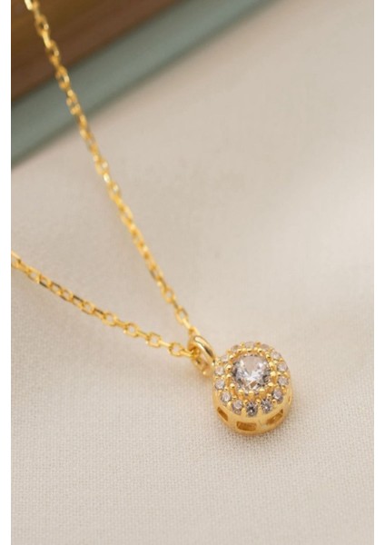 925 Ayar Gümüş Nisan Ayı Doğum Taşı ( Diamond ) Kolye - Küpe Seti