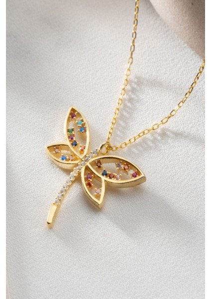 925 Ayar Gümüş Renkli Taşlı Yusufçuk Kolye fiyatları