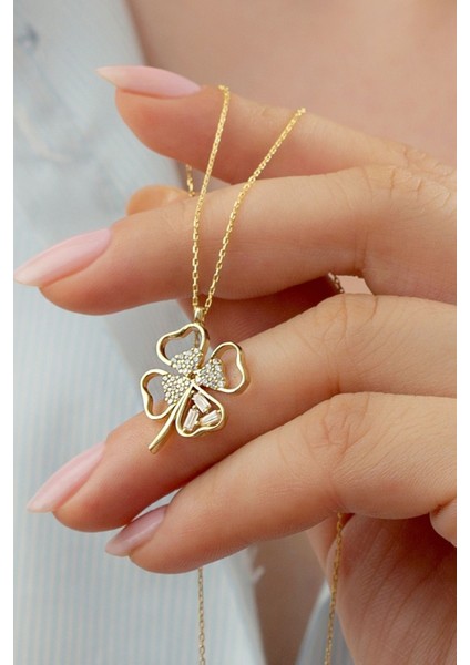 925 Ayar Gümüş Gold Yonca Kolye fiyatları