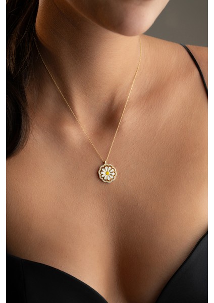 925 Ayar Gümüş Dönen Papatya Kolye