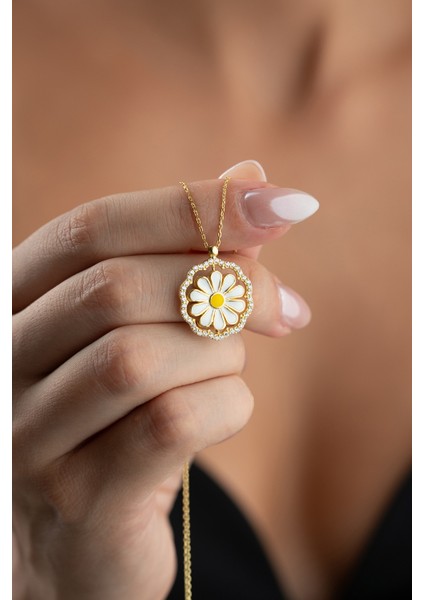 925 Ayar Gümüş Dönen Papatya Kolye modelleri