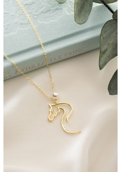 925 Ayar Gümüş Incili Yeleli At Kolye modelleri