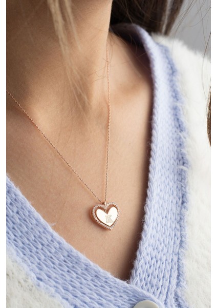 925 Ayar Gümüş Çift Taraflı Kalp Dönence Kolye fiyatları