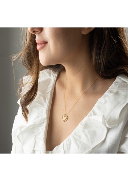 925 Ayar Gümüş Çift Taraflı Kalp Dönence Kolye fırsatları