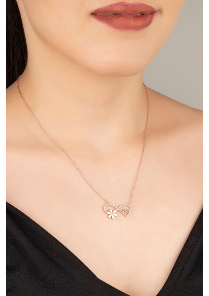 925 Ayar Gümüş Rose Sonsuzlu Papatya Kolye fırsatları