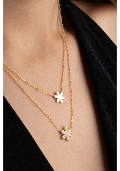 925 Ayar Gümüş Çiftli Çiçek Kolye fiyatları