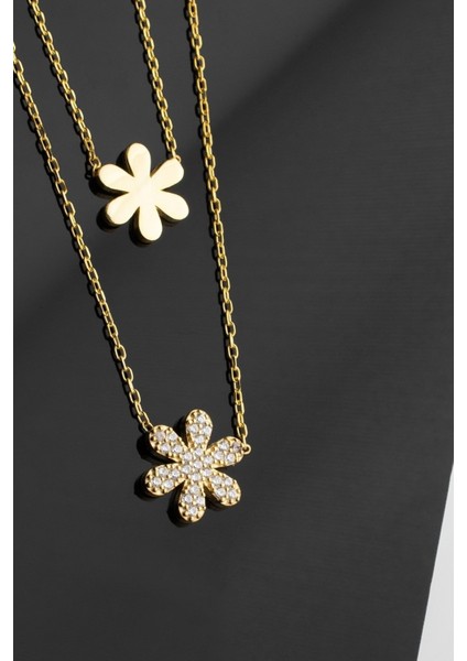 925 Ayar Gümüş Çiftli Çiçek Kolye modelleri