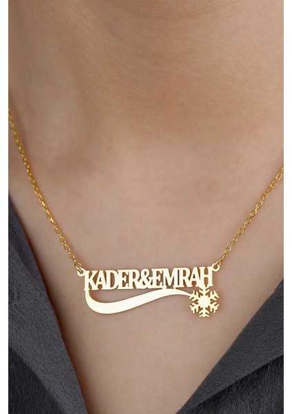 925 Ayar Gümüş Kar Tanesi Iki Isimli Kolye fiyatları