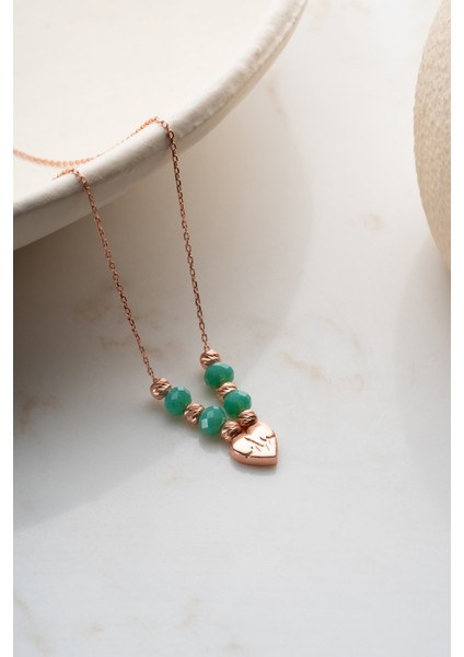 925 Ayar Gümüş Boncuklu Ritim Kalp Kolye fırsatları