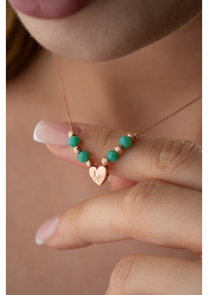 925 Ayar Gümüş Boncuklu Ritim Kalp Kolye indirimleri