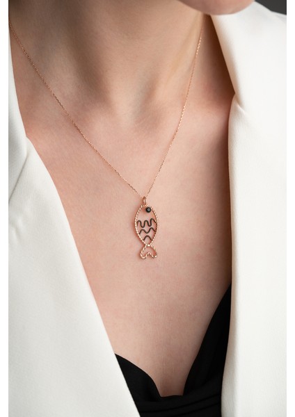 925 Ayar Gümüş Rose Balık Kolye fiyatları