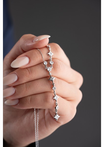 925 Ayar Gümüş Akışlı Kutup Yıldızı Kolye fiyatları