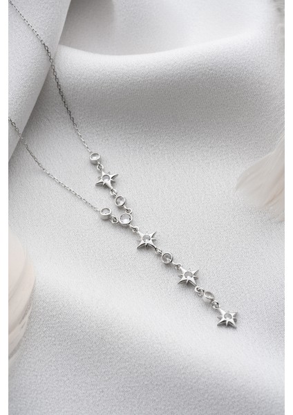 925 Ayar Gümüş Akışlı Kutup Yıldızı Kolye fırsatları