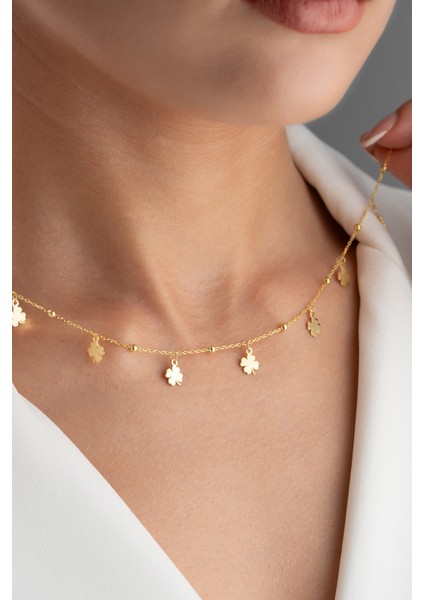 925 Ayar Gümüş Yoncalı Şans Kolye