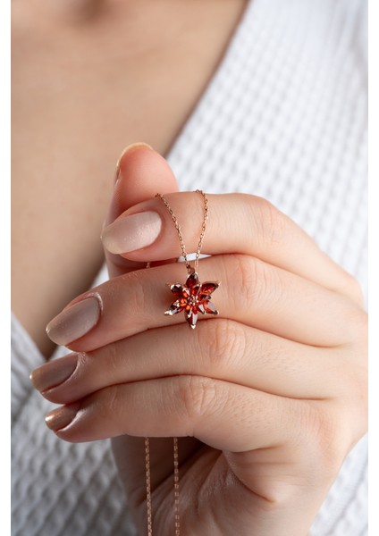 925 Ayar Gümüş Kırmızı Lotus Çiçeği Kolye modelleri