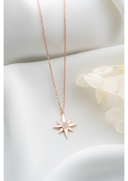 925 Ayar Gümüş Zirkon Taşlı Kutup Yıldızı Kolye modelleri