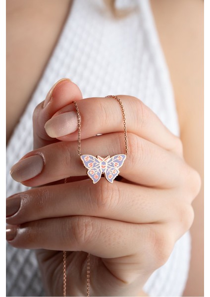 925 Ayar Gümüş Mineli Kelebek Kolye fiyatları