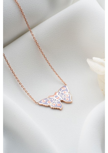 925 Ayar Gümüş Mineli Kelebek Kolye fırsatları