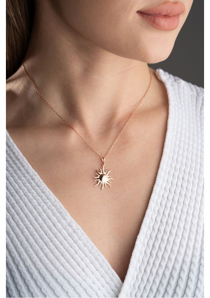 925 Ayar Gümüş Rose Güneş Kolye