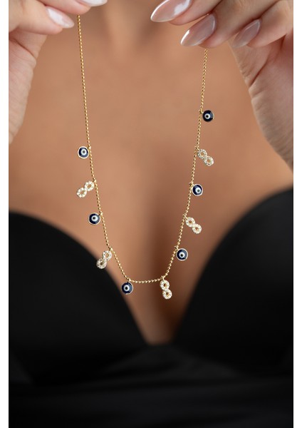 925 Ayar Gümüş Nazar Sonsuzluklu Şans Kolye