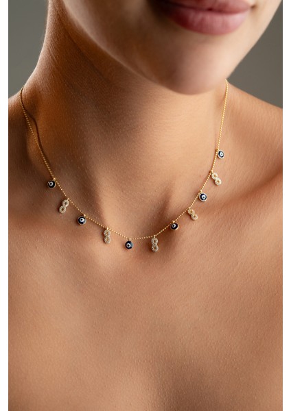 925 Ayar Gümüş Nazar Sonsuzluklu Şans Kolye fiyatları