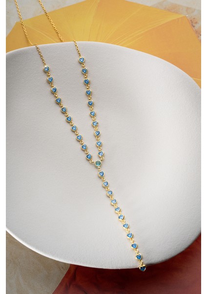 925 Ayar Gümüş Kalpli Y Kolye