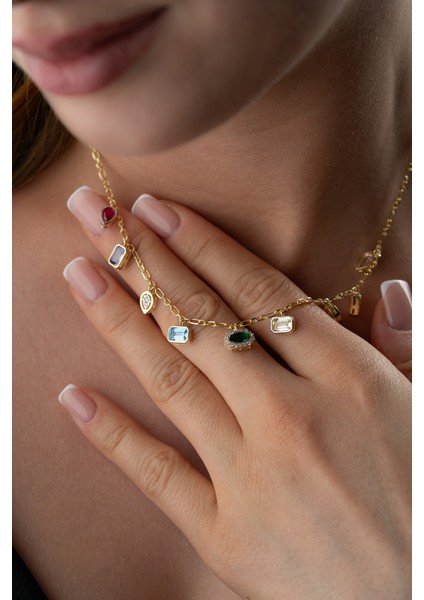 925 Ayar Gümüş Mix Taşlı Kolye modelleri