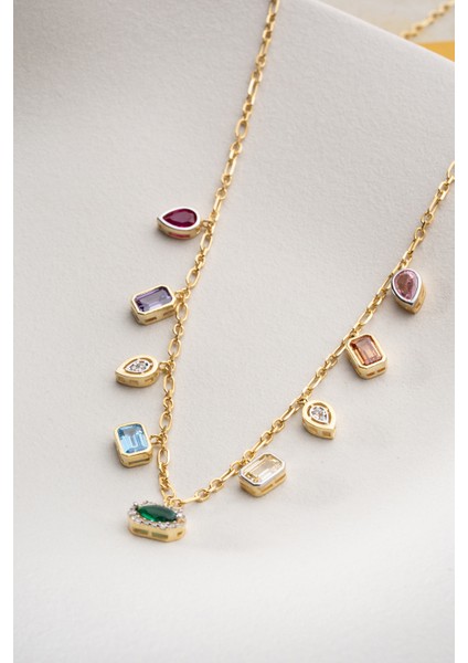 925 Ayar Gümüş Mix Taşlı Kolye indirimleri